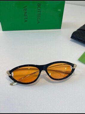 Bottega Veneta Black Cat-Eye Orange Lens Sunnies